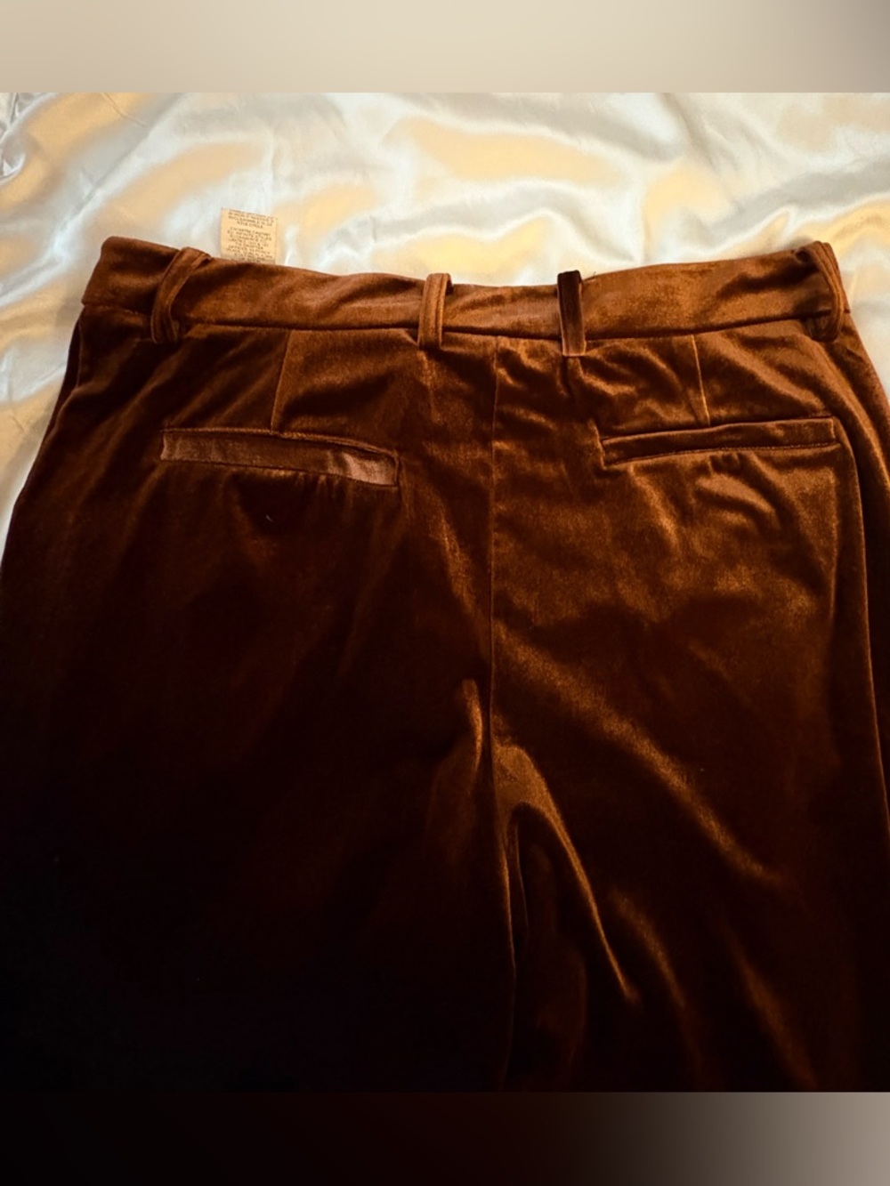 Men’s Rust Velvet Flare Trousers - Picture 6 of 8